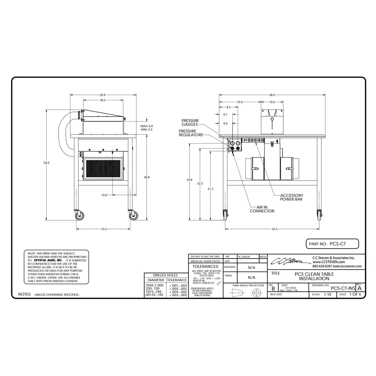 PCS Clean Table drawing, sheet 1