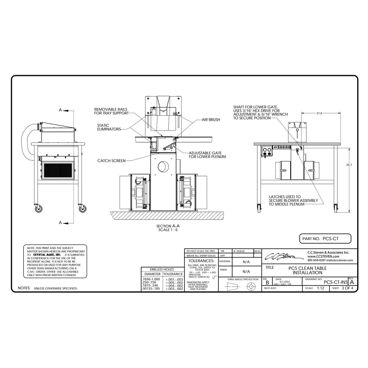 PCS Clean Table drawing, sheet 3