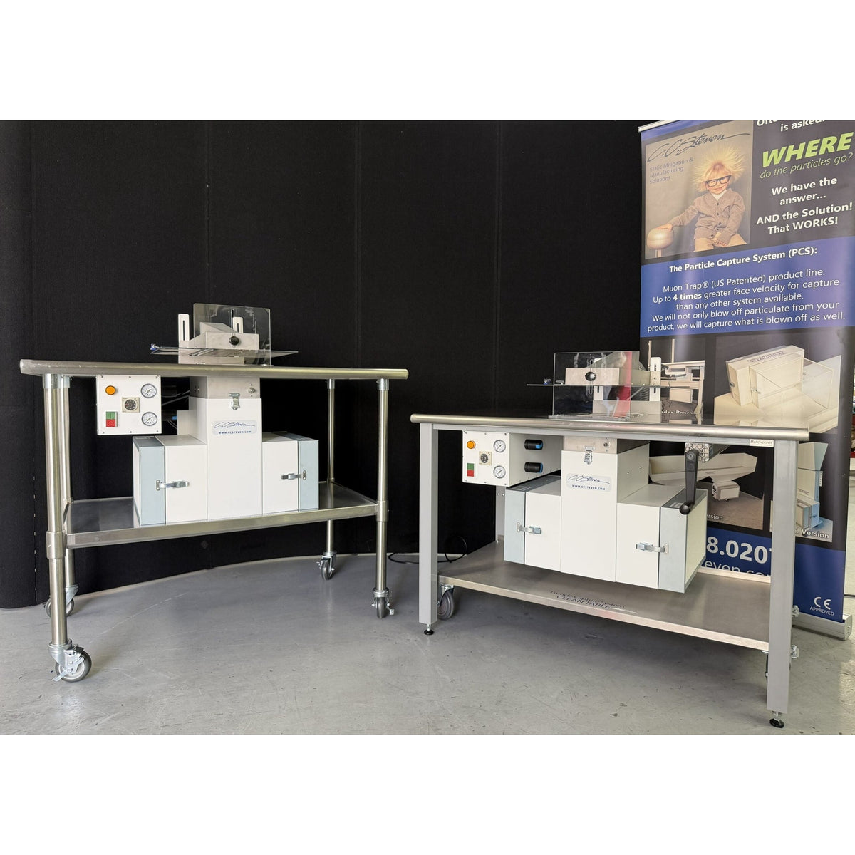 PCS Clean Table standard and adjustable-height versions side by side